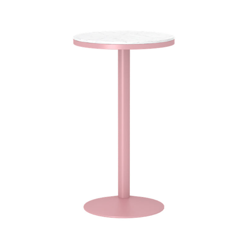 Industrial Style Pink Bar Table Marble White 23.6"W Top Indoor Bistro Table Round Without Chairs Clearhalo 'Bar Furniture' 'Bar Tables' 'bar_tables' 'furn' 'furn_bar_tables' 'Furniture' 'furniture_bar_tables' 'Kitchen & Dining Furniture' 'kitchen&dining_furn' 'kitchen' 4274820