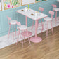 Industrial Style Pink Bar Table Marble White 23.6"W Top Indoor Bistro Table Clearhalo 'Bar Furniture' 'Bar Tables' 'bar_tables' 'furn' 'furn_bar_tables' 'Furniture' 'furniture_bar_tables' 'Kitchen & Dining Furniture' 'kitchen&dining_furn' 'kitchen' 4274829