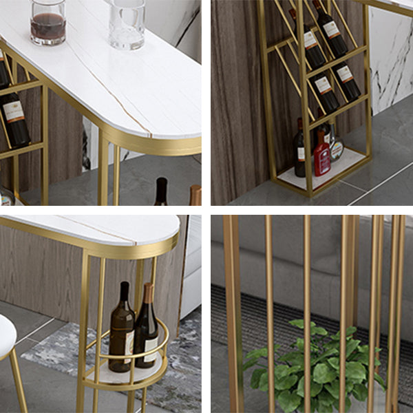 Glam Style Gold Iron Bar Table 41.3"H Faux Marble White Top Specialty Bistro Table Clearhalo 'Bar Furniture' 'Bar Tables' 'bar_tables' 'furn' 'furn_bar_tables' 'Furniture' 'furniture_bar_tables' 'Kitchen & Dining Furniture' 'kitchen&dining_furn' 'kitchen' 4274838