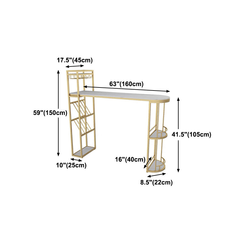 Glam Style Gold Iron Bar Table 41.3"H Faux Marble White Top Specialty Bistro Table Clearhalo 'Bar Furniture' 'Bar Tables' 'bar_tables' 'furn' 'furn_bar_tables' 'Furniture' 'furniture_bar_tables' 'Kitchen & Dining Furniture' 'kitchen&dining_furn' 'kitchen' 4274842