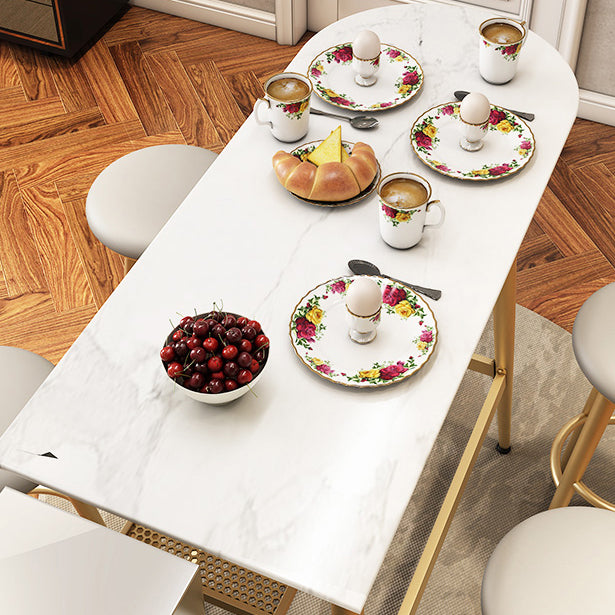 Stone Indoor Glam Bar Dining Table Iron Four Leg Pedestal Bistro Table with Footrest Clearhalo 'Bar Furniture' 'Bar Tables' 'bar_tables' 'furn' 'furn_bar_tables' 'Furniture' 'furniture_bar_tables' 'Kitchen & Dining Furniture' 'kitchen&dining_furn' 'kitchen' 4274849