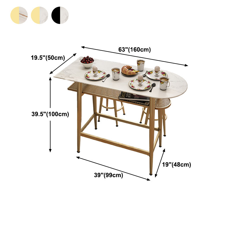 Stone Indoor Glam Bar Dining Table Iron Four Leg Pedestal Bistro Table with Footrest Clearhalo 'Bar Furniture' 'Bar Tables' 'bar_tables' 'furn' 'furn_bar_tables' 'Furniture' 'furniture_bar_tables' 'Kitchen & Dining Furniture' 'kitchen&dining_furn' 'kitchen' 4274854
