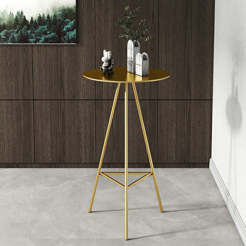 Industrial Round Indoor Bar Dining Table Iron Tripod Pedestal Bistro Table with Footrest Clearhalo 'Bar Furniture' 'Bar Tables' 'bar_tables' 'furn' 'furn_bar_tables' 'Furniture' 'furniture_bar_tables' 'Kitchen & Dining Furniture' 'kitchen&dining_furn' 'kitchen' 4274857