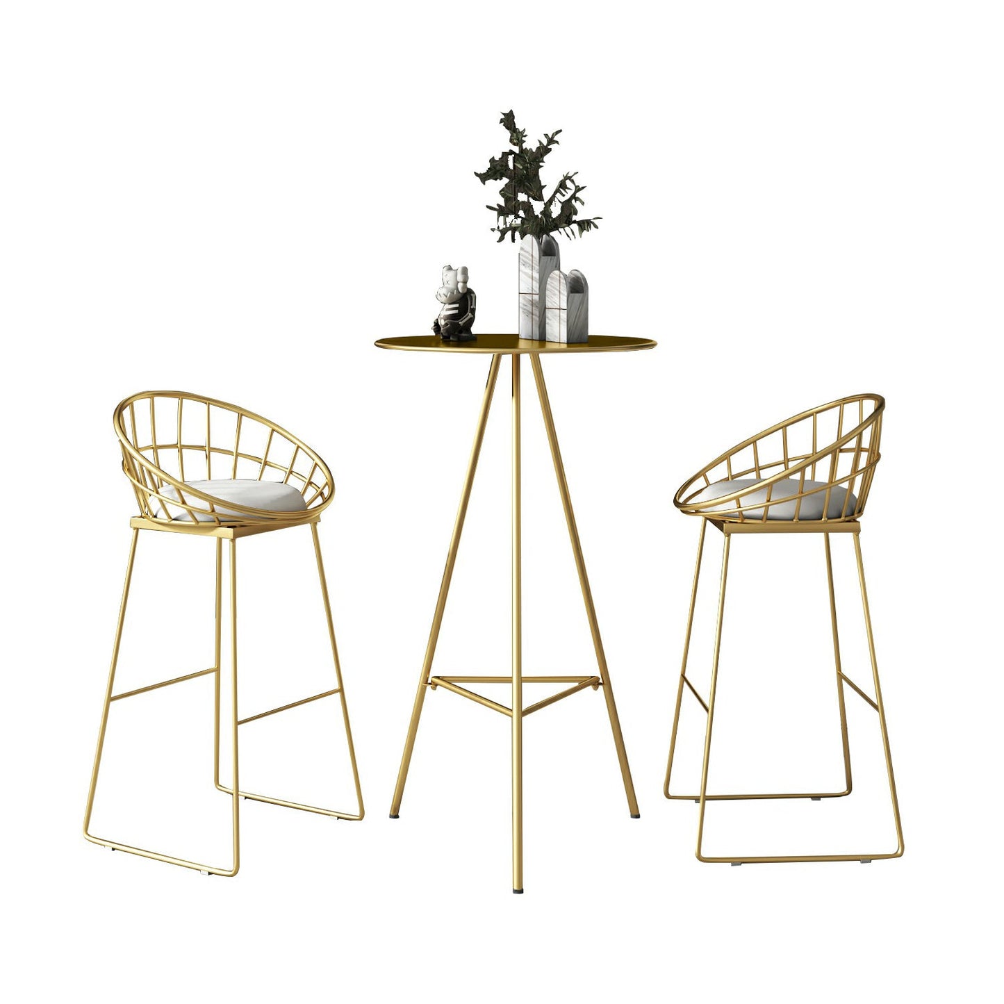 Industrial Round Indoor Bar Dining Table Iron Tripod Pedestal Bistro Table with Footrest Clearhalo 'Bar Furniture' 'Bar Tables' 'bar_tables' 'furn' 'furn_bar_tables' 'Furniture' 'furniture_bar_tables' 'Kitchen & Dining Furniture' 'kitchen&dining_furn' 'kitchen' 4274860