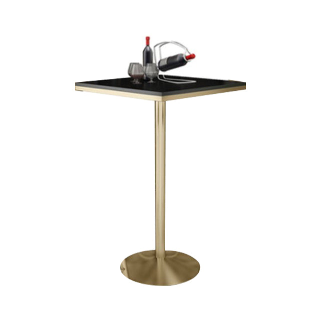 Glam Style Marble Top Counter Table Gold Base Bar Table for Living Room 42-inch Height Black Square Without Chairs Clearhalo 'Bar Furniture' 'Bar Tables' 'bar_tables' 'furn' 'furn_bar_tables' 'Furniture' 'furniture_bar_tables' 'Kitchen & Dining Furniture' 'kitchen&dining_furn' 'kitchen' 4274869