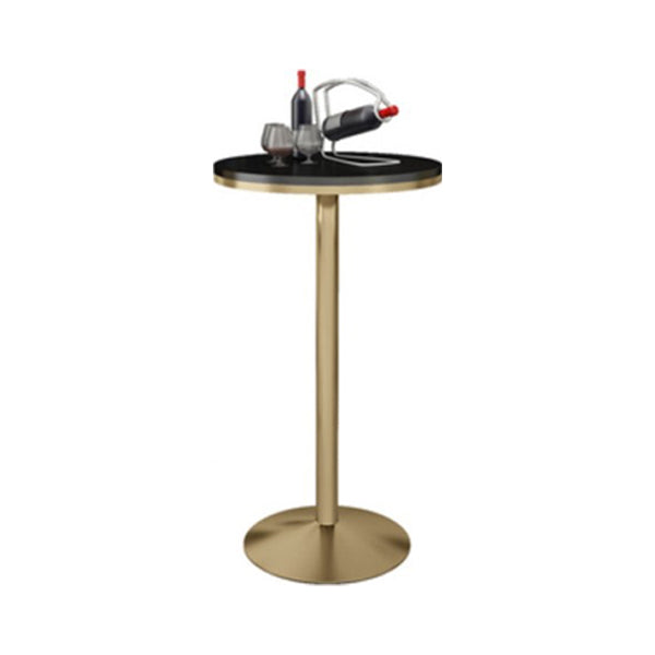 Glam Style Marble Top Counter Table Gold Base Bar Table for Living Room 42-inch Height Black Round Without Chairs Clearhalo 'Bar Furniture' 'Bar Tables' 'bar_tables' 'furn' 'furn_bar_tables' 'Furniture' 'furniture_bar_tables' 'Kitchen & Dining Furniture' 'kitchen&dining_furn' 'kitchen' 4274870