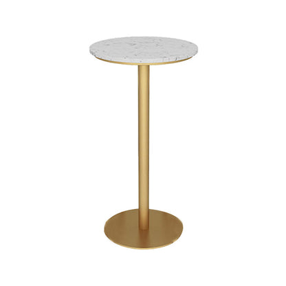 Glam Style Marble Top Counter Table Gold Base Bar Table for Living Room 42-inch Height White Round Without Chairs Clearhalo 'Bar Furniture' 'Bar Tables' 'bar_tables' 'furn' 'furn_bar_tables' 'Furniture' 'furniture_bar_tables' 'Kitchen & Dining Furniture' 'kitchen&dining_furn' 'kitchen' 4274874