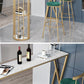 Stone Indoor Glam Bar Dining Table Gold Iron Double Pedestal Bistro Table with Shelve Clearhalo 'Bar Furniture' 'Bar Tables' 'bar_tables' 'furn' 'furn_bar_tables' 'Furniture' 'furniture_bar_tables' 'Kitchen & Dining Furniture' 'kitchen&dining_furn' 'kitchen' 4274890