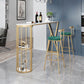 Stone Indoor Glam Bar Dining Table Gold Iron Double Pedestal Bistro Table with Shelve Clearhalo 'Bar Furniture' 'Bar Tables' 'bar_tables' 'furn' 'furn_bar_tables' 'Furniture' 'furniture_bar_tables' 'Kitchen & Dining Furniture' 'kitchen&dining_furn' 'kitchen' 4274891