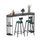 Stone Oval Indoor Glam Bar Dining Table Iron Double Pedestal Bistro Table with Shelve Black Black Clearhalo 'Bar Furniture' 'Bar Tables' 'bar_tables' 'furn' 'furn_bar_tables' 'Furniture' 'furniture_bar_tables' 'Kitchen & Dining Furniture' 'kitchen&dining_furn' 'kitchen' 4274898