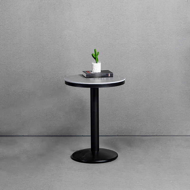 Industrial Gray Bar Table Faux Marble White 21.6" Round Top Bistro Table for Cafe 21.7"L x 21.7"W x 29.5"H Without Chairs Clearhalo 'Bar Furniture' 'Bar Tables' 'bar_tables' 'furn' 'furn_bar_tables' 'Furniture' 'furniture_bar_tables' 'Kitchen & Dining Furniture' 'kitchen&dining_furn' 'kitchen' 4274918