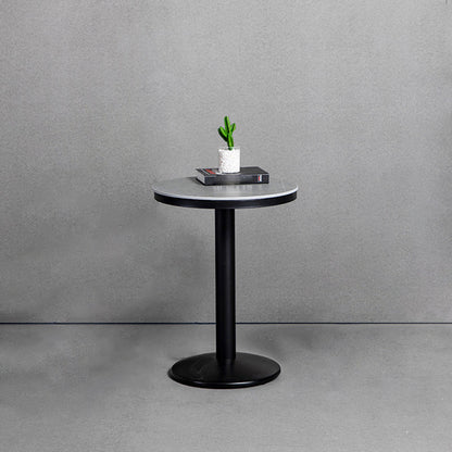 Industrial Gray Bar Table Faux Marble White 21.6" Round Top Bistro Table for Cafe 21.7"L x 21.7"W x 29.5"H Without Chairs Clearhalo 'Bar Furniture' 'Bar Tables' 'bar_tables' 'furn' 'furn_bar_tables' 'Furniture' 'furniture_bar_tables' 'Kitchen & Dining Furniture' 'kitchen&dining_furn' 'kitchen' 4274918