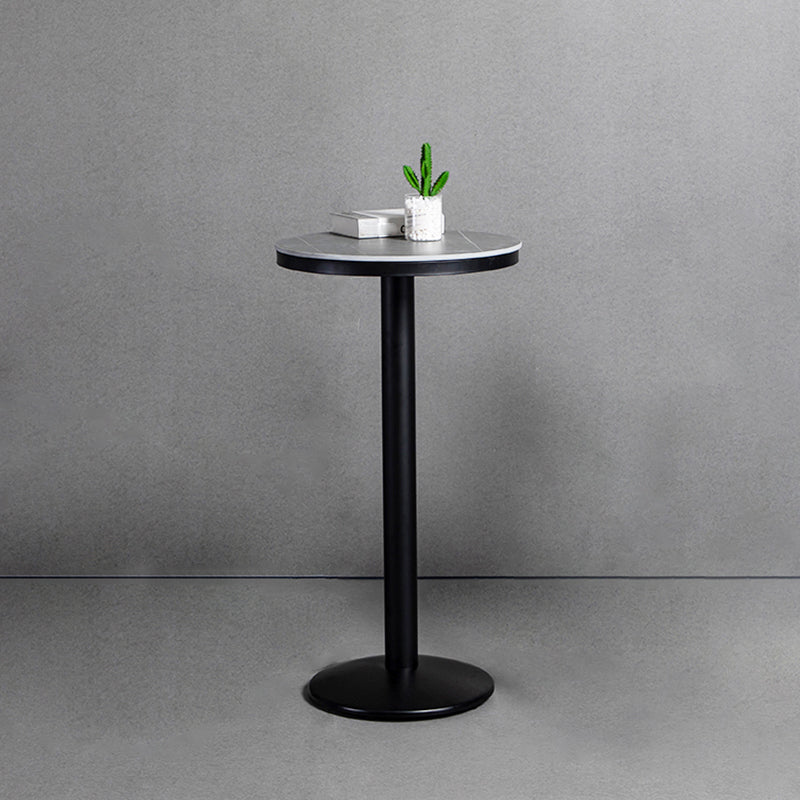Industrial Gray Bar Table Faux Marble White 21.6" Round Top Bistro Table for Cafe 21.7"L x 21.7"W x 41.3"H Without Chairs Clearhalo 'Bar Furniture' 'Bar Tables' 'bar_tables' 'furn' 'furn_bar_tables' 'Furniture' 'furniture_bar_tables' 'Kitchen & Dining Furniture' 'kitchen&dining_furn' 'kitchen' 4274919