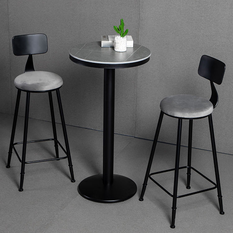 Industrial Gray Bar Table Faux Marble White 21.6" Round Top Bistro Table for Cafe Clearhalo 'Bar Furniture' 'Bar Tables' 'bar_tables' 'furn' 'furn_bar_tables' 'Furniture' 'furniture_bar_tables' 'Kitchen & Dining Furniture' 'kitchen&dining_furn' 'kitchen' 4274927