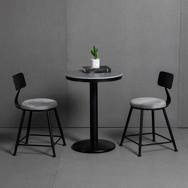 Industrial Gray Bar Table Faux Marble White 21.6" Round Top Bistro Table for Cafe Clearhalo 'Bar Furniture' 'Bar Tables' 'bar_tables' 'furn' 'furn_bar_tables' 'Furniture' 'furniture_bar_tables' 'Kitchen & Dining Furniture' 'kitchen&dining_furn' 'kitchen' 4274928