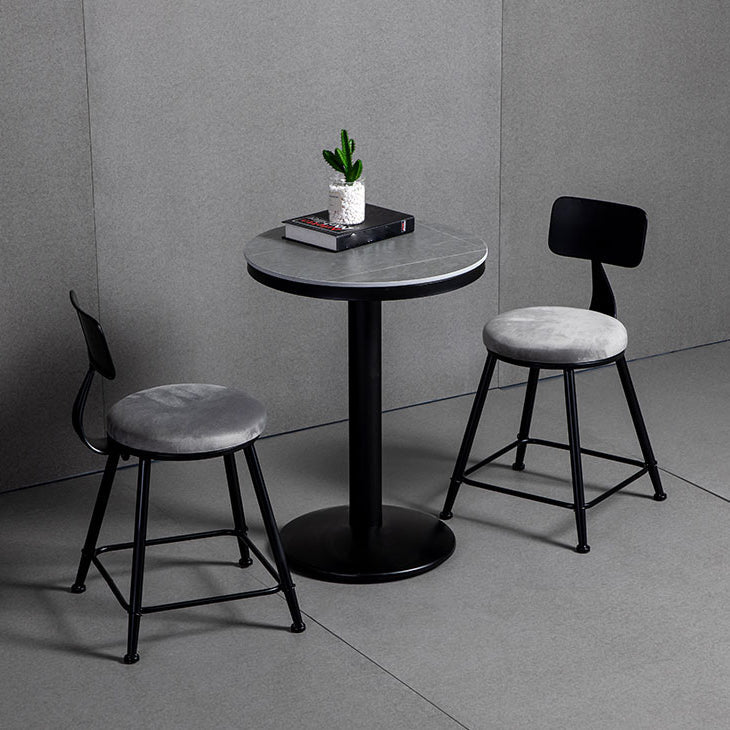 Industrial Gray Bar Table Faux Marble White 21.6" Round Top Bistro Table for Cafe Clearhalo 'Bar Furniture' 'Bar Tables' 'bar_tables' 'furn' 'furn_bar_tables' 'Furniture' 'furniture_bar_tables' 'Kitchen & Dining Furniture' 'kitchen&dining_furn' 'kitchen' 4274929