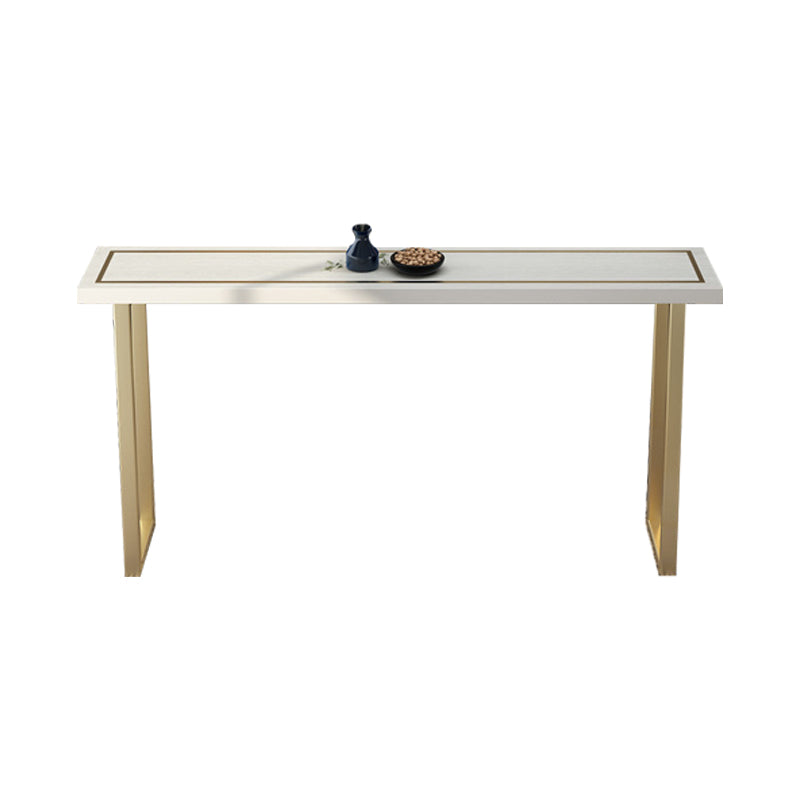 Glam White Wood Bar Dining Table Rectangle Indoor Bistro Table with Sled Pedestal Without Chairs Clearhalo 'Bar Furniture' 'Bar Tables' 'bar_tables' 'furn' 'furn_bar_tables' 'Furniture' 'furniture_bar_tables' 'Kitchen & Dining Furniture' 'kitchen&dining_furn' 'kitchen' 4274938