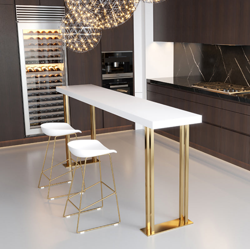 42-inch Height Luxury Cocktail Bar Table Gold Base Bar Height Table Clearhalo 'Bar Furniture' 'Bar Tables' 'bar_tables' 'furn' 'furn_bar_tables' 'Furniture' 'furniture_bar_tables' 'Kitchen & Dining Furniture' 'kitchen&dining_furn' 'kitchen' 4274946