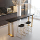 42-inch Height Luxury Cocktail Bar Table Gold Base Bar Height Table Black Without Chairs Clearhalo 'Bar Furniture' 'Bar Tables' 'bar_tables' 'furn' 'furn_bar_tables' 'Furniture' 'furniture_bar_tables' 'Kitchen & Dining Furniture' 'kitchen&dining_furn' 'kitchen' 4274948
