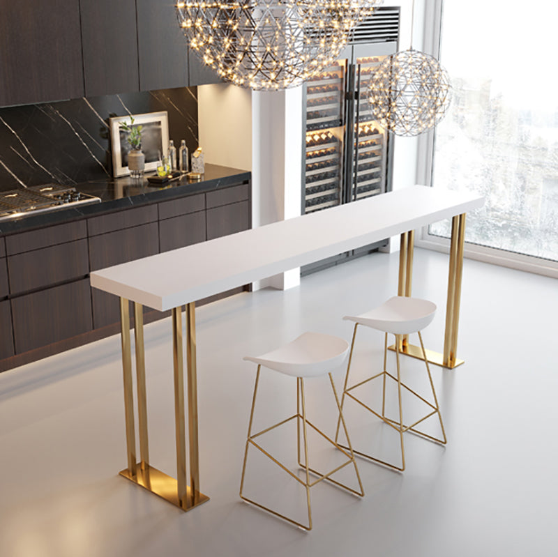 42-inch Height Luxury Cocktail Bar Table Gold Base Bar Height Table White Without Chairs Clearhalo 'Bar Furniture' 'Bar Tables' 'bar_tables' 'furn' 'furn_bar_tables' 'Furniture' 'furniture_bar_tables' 'Kitchen & Dining Furniture' 'kitchen&dining_furn' 'kitchen' 4274949