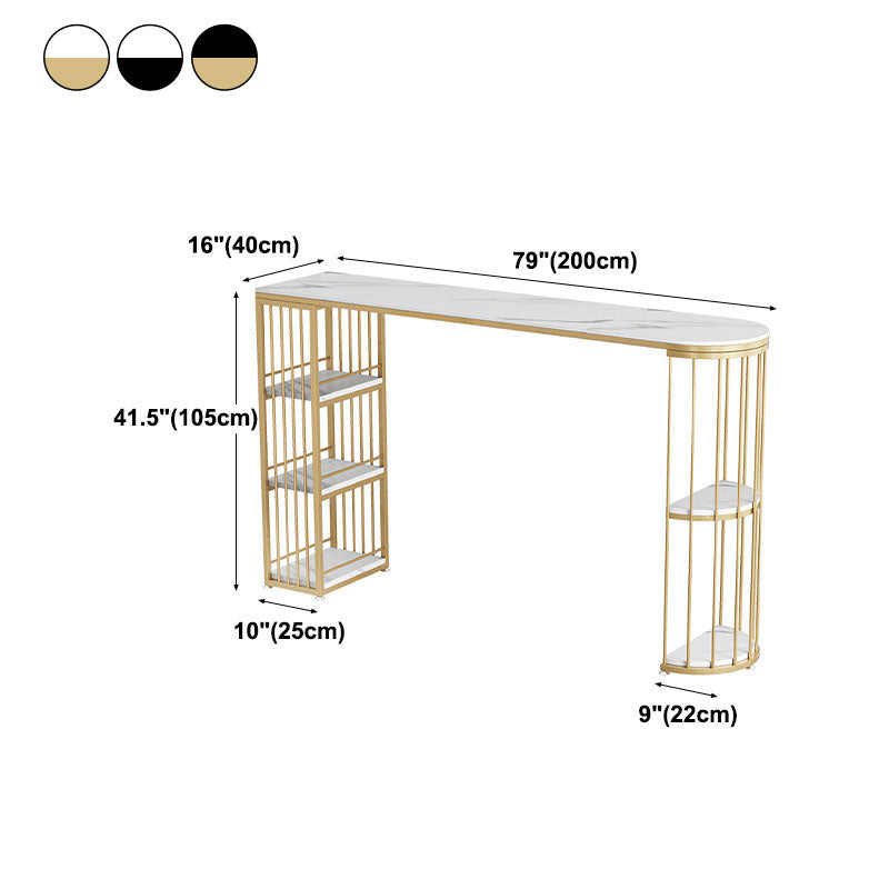 42-inch Height Cocktail Bar Table Nordic Metal Base Bar Height Storage Table Clearhalo 'Bar Furniture' 'Bar Tables' 'bar_tables' 'furn' 'furn_bar_tables' 'Furniture' 'furniture_bar_tables' 'Kitchen & Dining Furniture' 'kitchen&dining_furn' 'kitchen' 4274977