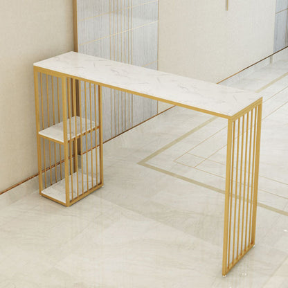 Glam Style Rectangle Counter Table Marble Top 42-inch Height Table for Dining Room Without Chairs Clearhalo 'Bar Furniture' 'Bar Tables' 'bar_tables' 'furn' 'furn_bar_tables' 'Furniture' 'furniture_bar_tables' 'Kitchen & Dining Furniture' 'kitchen&dining_furn' 'kitchen' 4275003