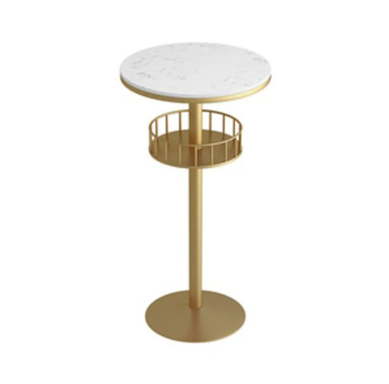 Glam Style Marble Bar Table 42-inch Height Metal Base Bistro Table Gold White Without Chairs Clearhalo 'Bar Furniture' 'Bar Tables' 'bar_tables' 'furn' 'furn_bar_tables' 'Furniture' 'furniture_bar_tables' 'Kitchen & Dining Furniture' 'kitchen&dining_furn' 'kitchen' 4275017