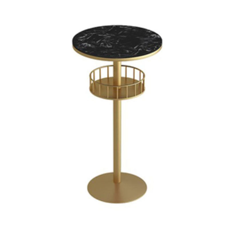 Glam Style Marble Bar Table 42-inch Height Metal Base Bistro Table Gold Black Without Chairs Clearhalo 'Bar Furniture' 'Bar Tables' 'bar_tables' 'furn' 'furn_bar_tables' 'Furniture' 'furniture_bar_tables' 'Kitchen & Dining Furniture' 'kitchen&dining_furn' 'kitchen' 4275019