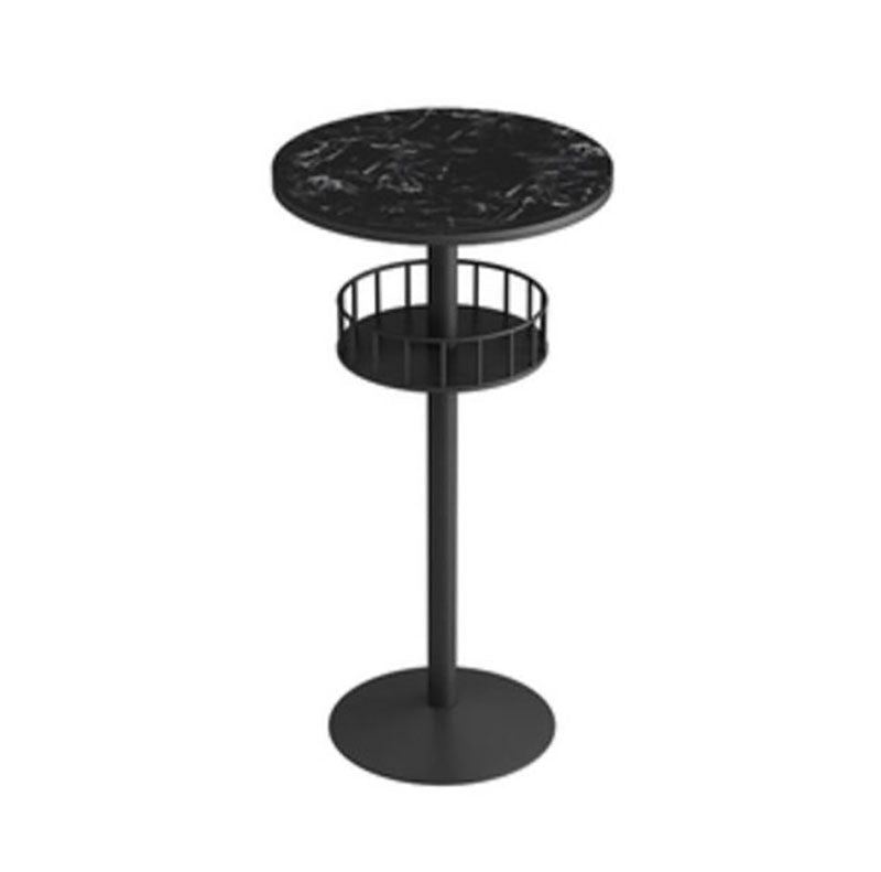 Glam Style Marble Bar Table 42-inch Height Metal Base Bistro Table Black Black Without Chairs Clearhalo 'Bar Furniture' 'Bar Tables' 'bar_tables' 'furn' 'furn_bar_tables' 'Furniture' 'furniture_bar_tables' 'Kitchen & Dining Furniture' 'kitchen&dining_furn' 'kitchen' 4275022