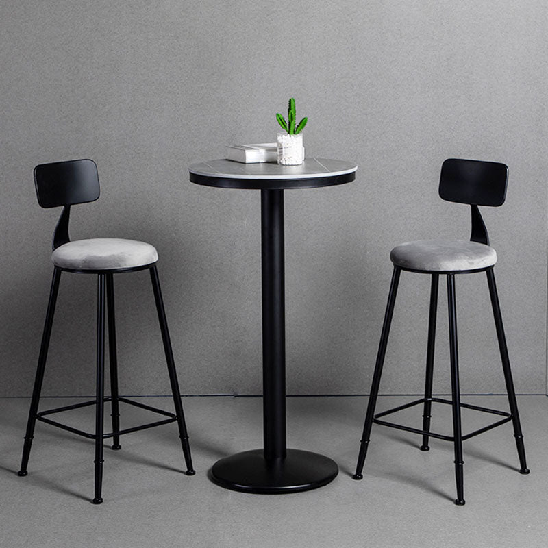 Industrial Style Marble Cocktail Bar Table Black Metal Base Bar Table 21.7"L x 21.7"W x 41.3"H Grey Without Chairs Clearhalo 'Bar Furniture' 'Bar Tables' 'bar_tables' 'furn' 'furn_bar_tables' 'Furniture' 'furniture_bar_tables' 'Kitchen & Dining Furniture' 'kitchen&dining_furn' 'kitchen' 4275064