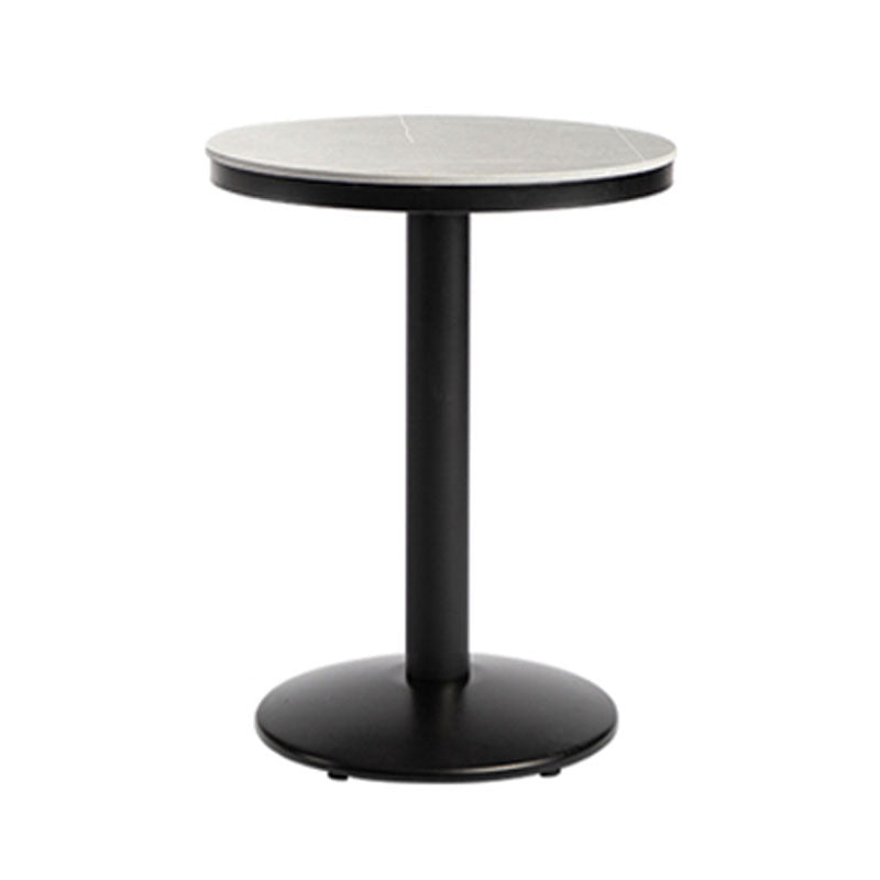 Industrial Style Marble Cocktail Bar Table Black Metal Base Bar Table 21.7"L x 21.7"W x 29.5"H White Without Chairs Clearhalo 'Bar Furniture' 'Bar Tables' 'bar_tables' 'furn' 'furn_bar_tables' 'Furniture' 'furniture_bar_tables' 'Kitchen & Dining Furniture' 'kitchen&dining_furn' 'kitchen' 4275065