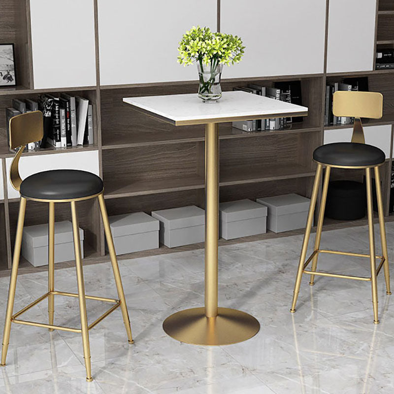 Nordic Marble Bar Table 42-inch Height Gold Metal Base Bistro Table Clearhalo 'Bar Furniture' 'Bar Tables' 'bar_tables' 'furn' 'furn_bar_tables' 'Furniture' 'furniture_bar_tables' 'Kitchen & Dining Furniture' 4275087