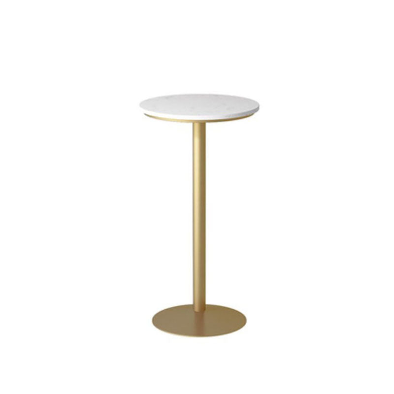 Nordic Marble Bar Table 42-inch Height Gold Metal Base Bistro Table White Round Without Chairs Clearhalo 'Bar Furniture' 'Bar Tables' 'bar_tables' 'furn' 'furn_bar_tables' 'Furniture' 'furniture_bar_tables' 'Kitchen & Dining Furniture' 4275088