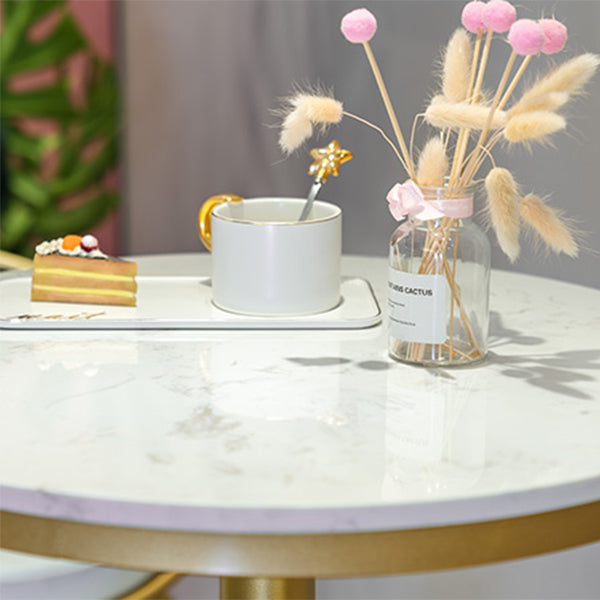 Glam Style Gold Metal Bar Table 21.6" Round Top Marble Indoor Bistro Table Clearhalo 'Bar Furniture' 'Bar Tables' 'bar_tables' 'furn' 'furn_bar_tables' 'Furniture' 'furniture_bar_tables' 'Kitchen & Dining Furniture' 'kitchen&dining_furn' 'kitchen' 4275104