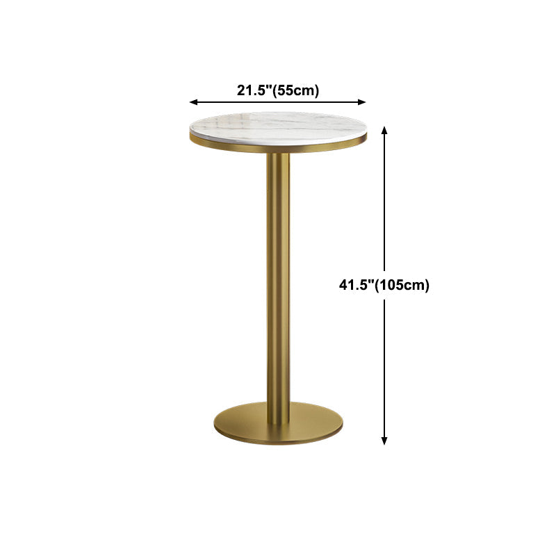 Glam Style Gold Metal Bar Table 21.6" Round Top Marble Indoor Bistro Table Clearhalo 'Bar Furniture' 'Bar Tables' 'bar_tables' 'furn' 'furn_bar_tables' 'Furniture' 'furniture_bar_tables' 'Kitchen & Dining Furniture' 'kitchen&dining_furn' 'kitchen' 4275108