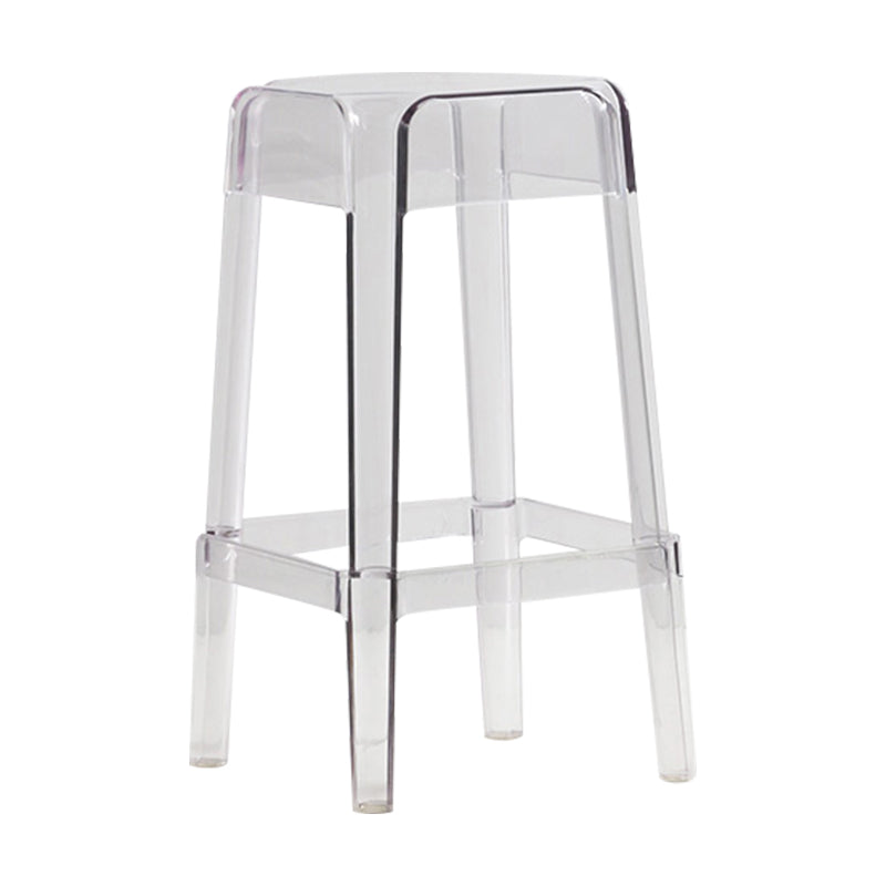 Backless Arm-less Modern Bar Stool Plastic Footrest Square Counter Stool Clear 1 Piece Counter Stool(26"H) Clearhalo 'Bar Furniture' 'Bar Stools' 'bar_stools' 'furn' 'furn_bar_stools' 'furniture_bar_stools' 'Kitchen & Dining Furniture' 'kitchen&dining_furn' 'kitchen' 'kitchen_furn' Furniture' 4275110