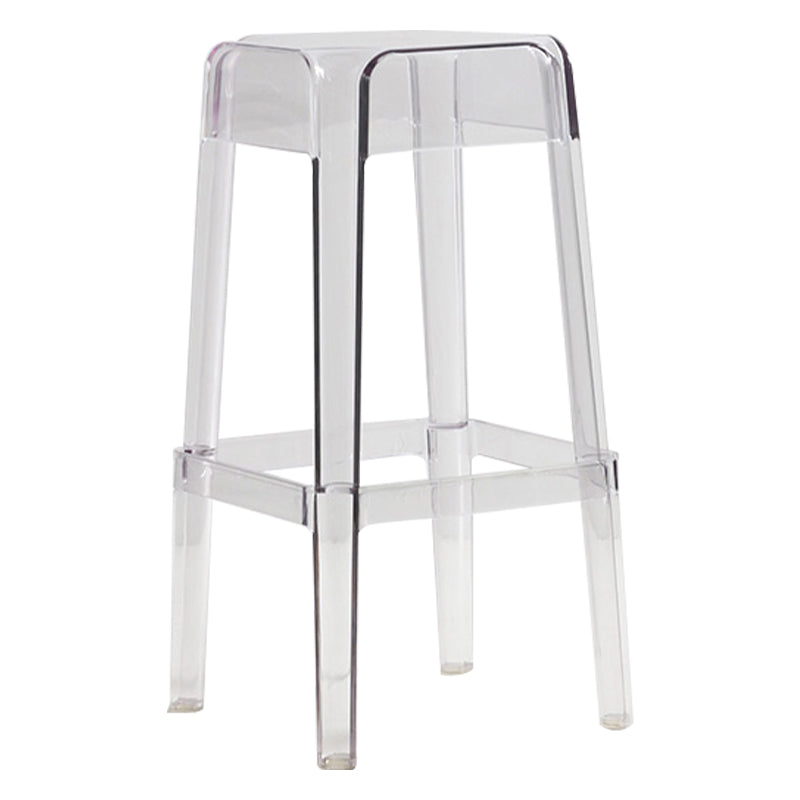 Backless Arm-less Modern Bar Stool Plastic Footrest Square Counter Stool Clear 1 Piece Bar Stool(30"H) Clearhalo 'Bar Furniture' 'Bar Stools' 'bar_stools' 'furn' 'furn_bar_stools' 'furniture_bar_stools' 'Kitchen & Dining Furniture' 'kitchen&dining_furn' 'kitchen' 'kitchen_furn' Furniture' 4275112