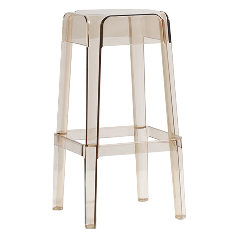 Backless Arm-less Modern Bar Stool Plastic Footrest Square Counter Stool Amber 1 Piece Bar Stool(30"H) Clearhalo 'Bar Furniture' 'Bar Stools' 'bar_stools' 'furn' 'furn_bar_stools' 'furniture_bar_stools' 'Kitchen & Dining Furniture' 'kitchen&dining_furn' 'kitchen' 'kitchen_furn' Furniture' 4275115