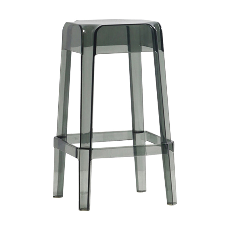 Backless Arm-less Modern Bar Stool Plastic Footrest Square Counter Stool Smoke Gray 1 Piece Counter Stool(26"H) Clearhalo 'Bar Furniture' 'Bar Stools' 'bar_stools' 'furn' 'furn_bar_stools' 'furniture_bar_stools' 'Kitchen & Dining Furniture' 'kitchen&dining_furn' 'kitchen' 'kitchen_furn' Furniture' 4275117