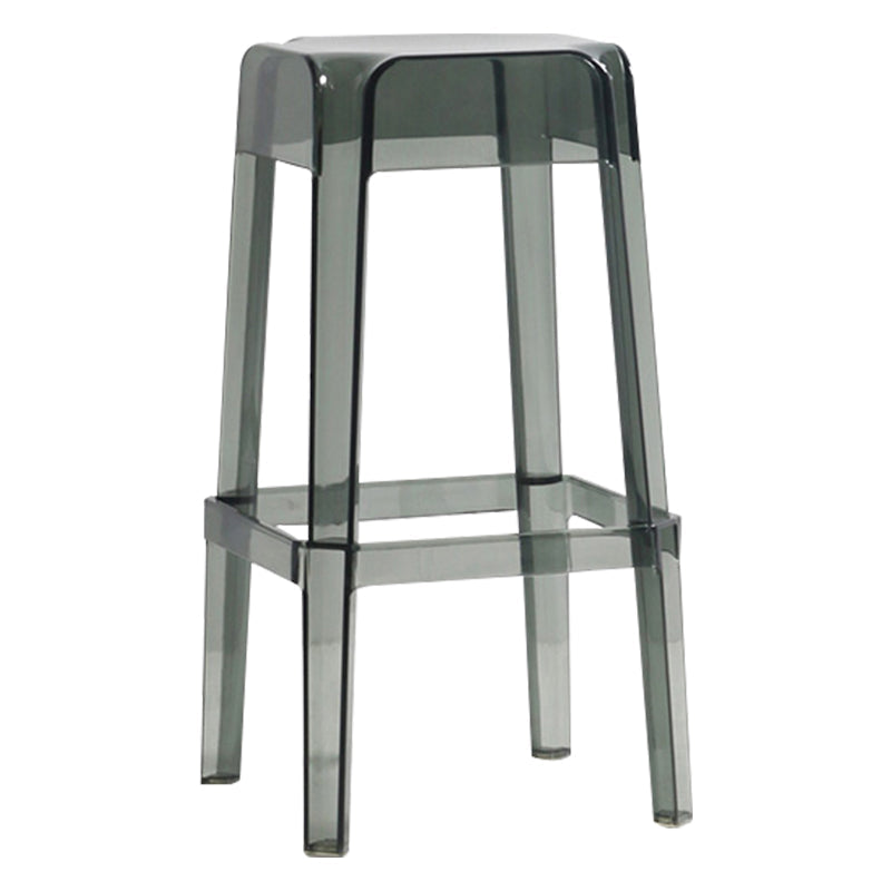 Backless Arm-less Modern Bar Stool Plastic Footrest Square Counter Stool Smoke Gray 1 Piece Bar Stool(30"H) Clearhalo 'Bar Furniture' 'Bar Stools' 'bar_stools' 'furn' 'furn_bar_stools' 'furniture_bar_stools' 'Kitchen & Dining Furniture' 'kitchen&dining_furn' 'kitchen' 'kitchen_furn' Furniture' 4275120