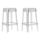 Backless Arm-less Modern Bar Stool Plastic Footrest Square Counter Stool Clear 2 Piece Set Counter Stool(26"H) Clearhalo 'Bar Furniture' 'Bar Stools' 'bar_stools' 'furn' 'furn_bar_stools' 'furniture_bar_stools' 'Kitchen & Dining Furniture' 'kitchen&dining_furn' 'kitchen' 'kitchen_furn' Furniture' 4275122