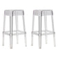 Backless Arm-less Modern Bar Stool Plastic Footrest Square Counter Stool Clear 2 Piece Set Bar Stool(30"H) Clearhalo 'Bar Furniture' 'Bar Stools' 'bar_stools' 'furn' 'furn_bar_stools' 'furniture_bar_stools' 'Kitchen & Dining Furniture' 'kitchen&dining_furn' 'kitchen' 'kitchen_furn' Furniture' 4275123