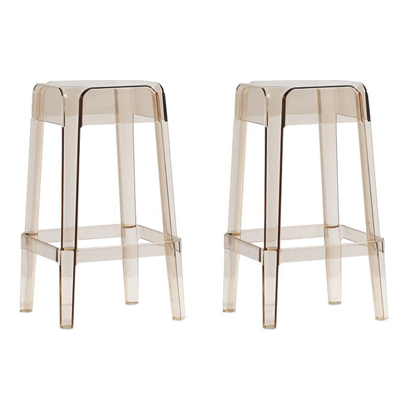 Backless Arm-less Modern Bar Stool Plastic Footrest Square Counter Stool Amber 2 Piece Set Counter Stool(26"H) Clearhalo 'Bar Furniture' 'Bar Stools' 'bar_stools' 'furn' 'furn_bar_stools' 'furniture_bar_stools' 'Kitchen & Dining Furniture' 'kitchen&dining_furn' 'kitchen' 'kitchen_furn' Furniture' 4275125
