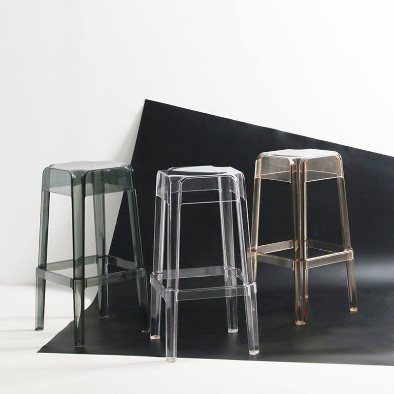 Backless Arm-less Modern Bar Stool Plastic Footrest Square Counter Stool Clearhalo 'Bar Furniture' 'Bar Stools' 'bar_stools' 'furn' 'furn_bar_stools' 'furniture_bar_stools' 'Kitchen & Dining Furniture' 'kitchen&dining_furn' 'kitchen' 'kitchen_furn' Furniture' 4275127