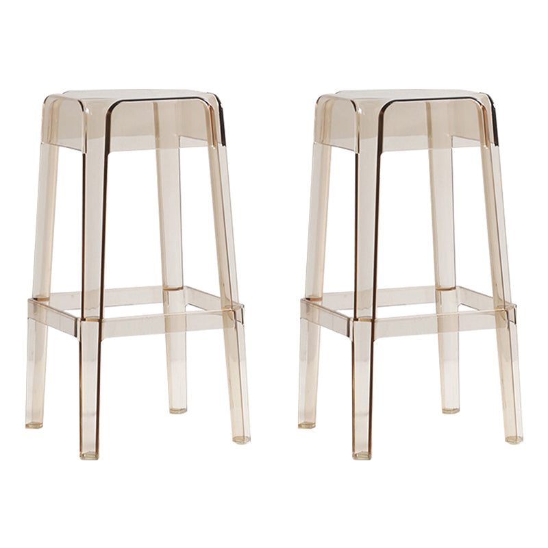 Backless Arm-less Modern Bar Stool Plastic Footrest Square Counter Stool Amber 2 Piece Set Bar Stool(30"H) Clearhalo 'Bar Furniture' 'Bar Stools' 'bar_stools' 'furn' 'furn_bar_stools' 'furniture_bar_stools' 'Kitchen & Dining Furniture' 'kitchen&dining_furn' 'kitchen' 'kitchen_furn' Furniture' 4275128_719abccd-f59a-4ebf-b6a9-cba3ddbd176a