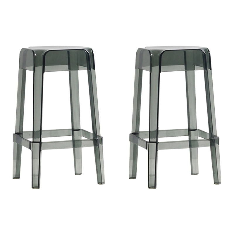 Backless Arm-less Modern Bar Stool Plastic Footrest Square Counter Stool Smoke Gray 2 Piece Set Counter Stool(26"H) Clearhalo 'Bar Furniture' 'Bar Stools' 'bar_stools' 'furn' 'furn_bar_stools' 'furniture_bar_stools' 'Kitchen & Dining Furniture' 'kitchen&dining_furn' 'kitchen' 'kitchen_furn' Furniture' 4275130