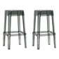 Backless Arm-less Modern Bar Stool Plastic Footrest Square Counter Stool Smoke Gray 2 Piece Set Bar Stool(30"H) Clearhalo 'Bar Furniture' 'Bar Stools' 'bar_stools' 'furn' 'furn_bar_stools' 'furniture_bar_stools' 'Kitchen & Dining Furniture' 'kitchen&dining_furn' 'kitchen' 'kitchen_furn' Furniture' 4275131