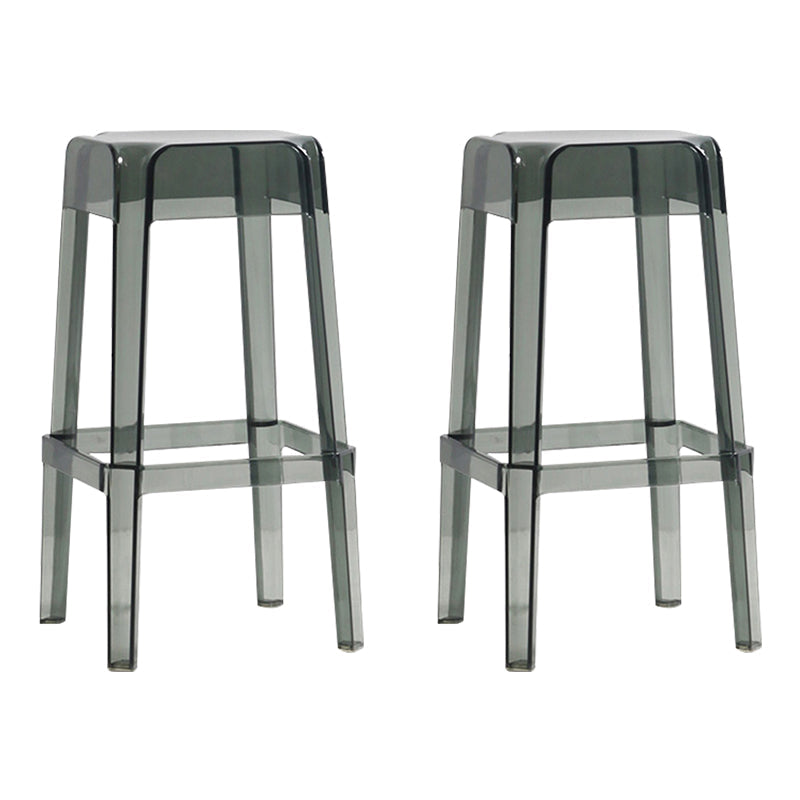 Backless Arm-less Modern Bar Stool Plastic Footrest Square Counter Stool Smoke Gray 2 Piece Set Bar Stool(30"H) Clearhalo 'Bar Furniture' 'Bar Stools' 'bar_stools' 'furn' 'furn_bar_stools' 'furniture_bar_stools' 'Kitchen & Dining Furniture' 'kitchen&dining_furn' 'kitchen' 'kitchen_furn' Furniture' 4275131