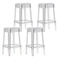 Backless Arm-less Modern Bar Stool Plastic Footrest Square Counter Stool Clear 4 Piece Set Counter Stool(26"H) Clearhalo 'Bar Furniture' 'Bar Stools' 'bar_stools' 'furn' 'furn_bar_stools' 'furniture_bar_stools' 'Kitchen & Dining Furniture' 'kitchen&dining_furn' 'kitchen' 'kitchen_furn' Furniture' 4275132