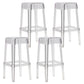 Backless Arm-less Modern Bar Stool Plastic Footrest Square Counter Stool Clear 4 Piece Set Bar Stool(30"H) Clearhalo 'Bar Furniture' 'Bar Stools' 'bar_stools' 'furn' 'furn_bar_stools' 'furniture_bar_stools' 'Kitchen & Dining Furniture' 'kitchen&dining_furn' 'kitchen' 'kitchen_furn' Furniture' 4275133